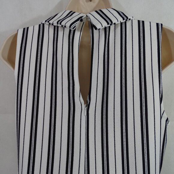 Almost Famous Striped Sleeveless Jumpsuit Women Size L Pearl Button Wide Leg NEW - Picture 5 of 16